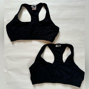 Set of 2 Black Racerback Sports Bra Active Athletic Size Large Made in USA